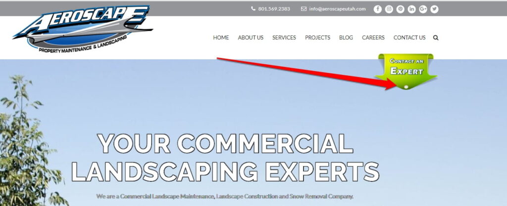 Aeroscape Launches New Mobile Friendly Website 6 Landscape design Utah website feature – Contact Button